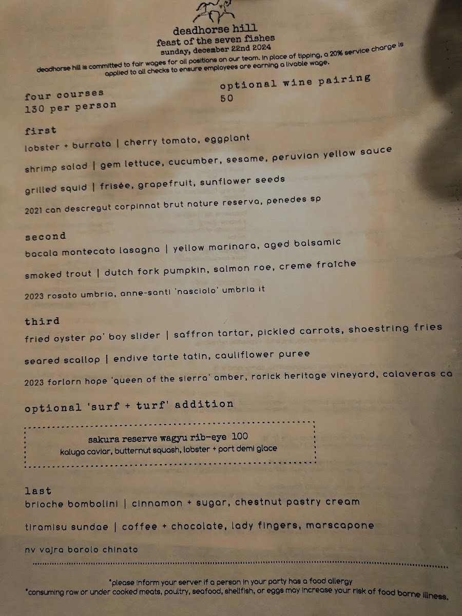 Menu - Deadhorse Hill photo 1