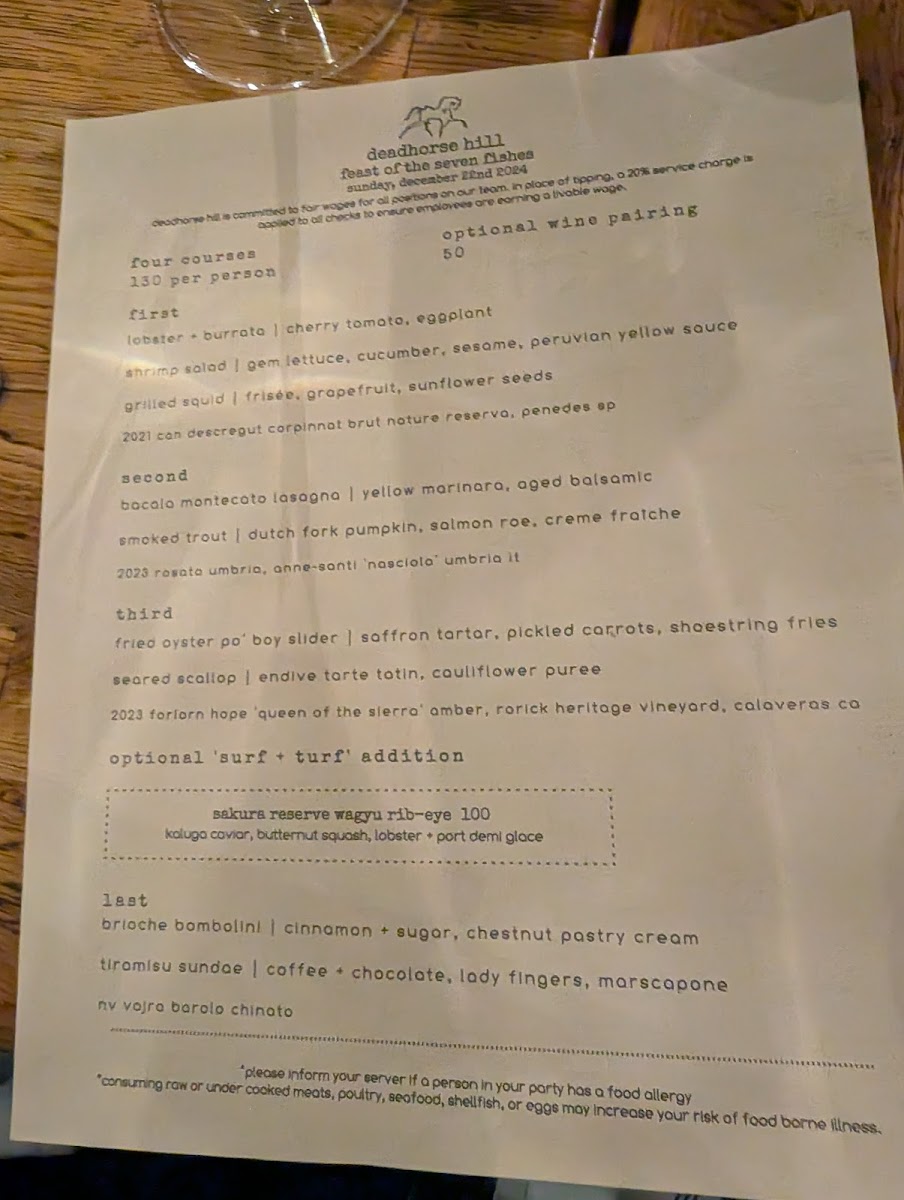 Menu - Deadhorse Hill photo 2