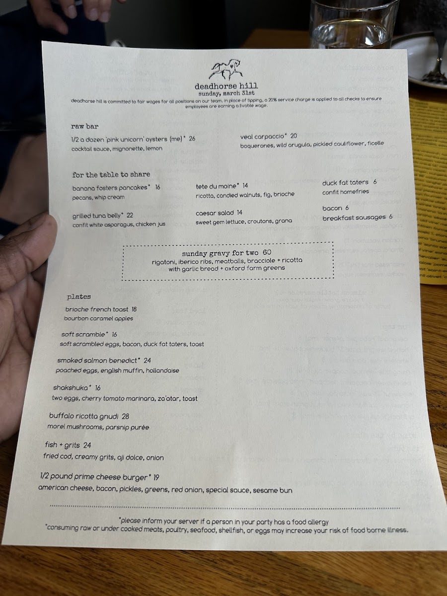 Menu - Deadhorse Hill photo 6